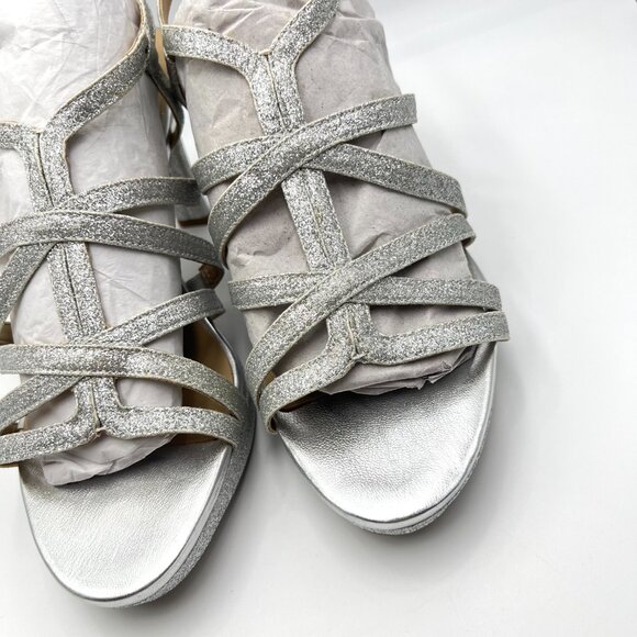 Naturalizer Womens Size 10 10M‎ Baylor Silver Strappy Dress Sandals Heels Shoes - Picture 5 of 14